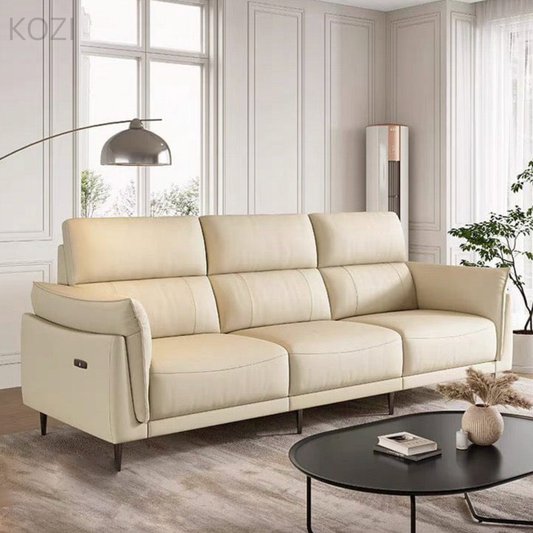 LUXORA Genuine Cowhide Leather Electric Recliner Sofa