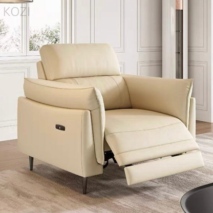 LUXORA Genuine Cowhide Leather Electric Recliner Sofa
