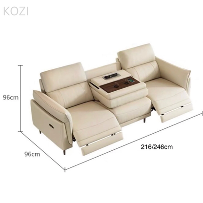 LUXORA Genuine Cowhide Leather Electric Recliner Sofa