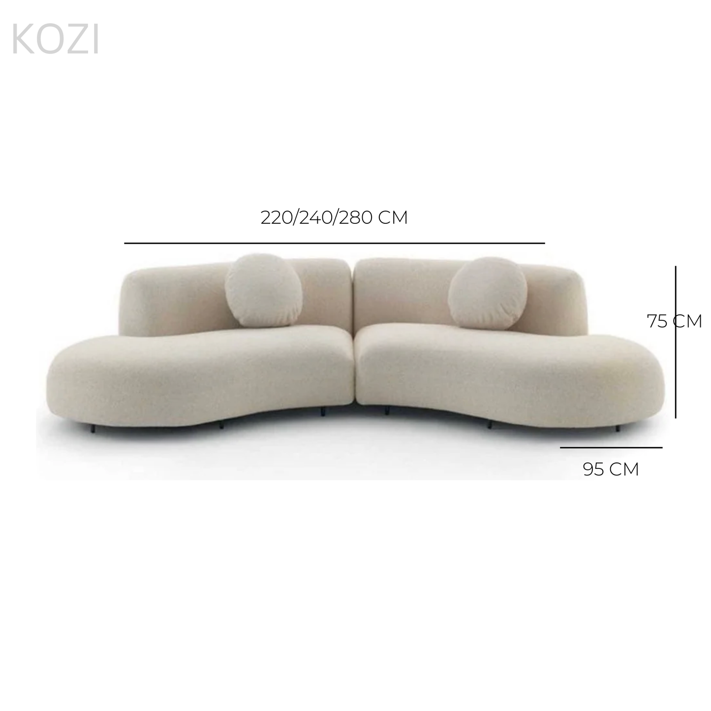 SELYRA Performance Boucle Curve Sofa