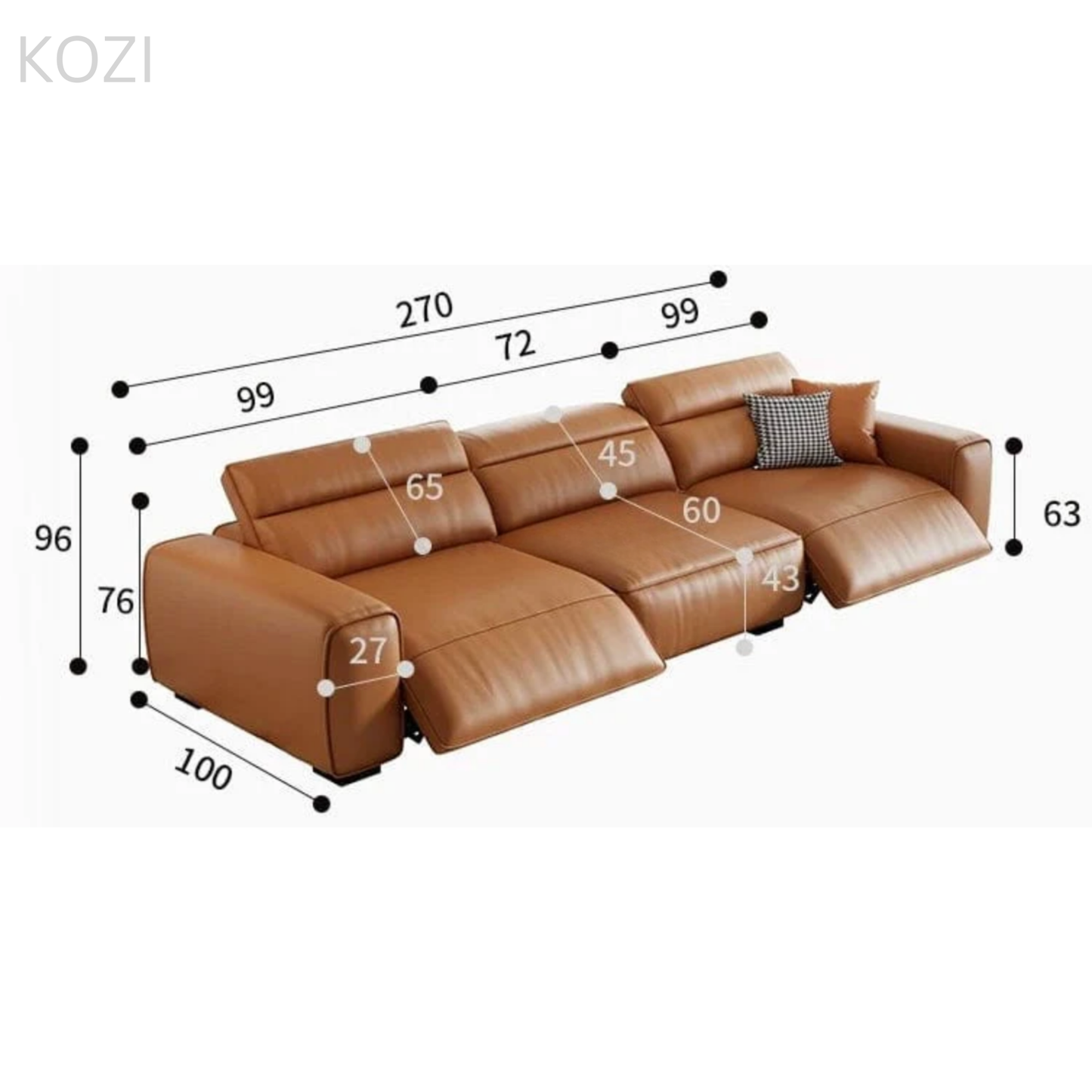Jackie Electric Recliner Leather L-shaped Sofa