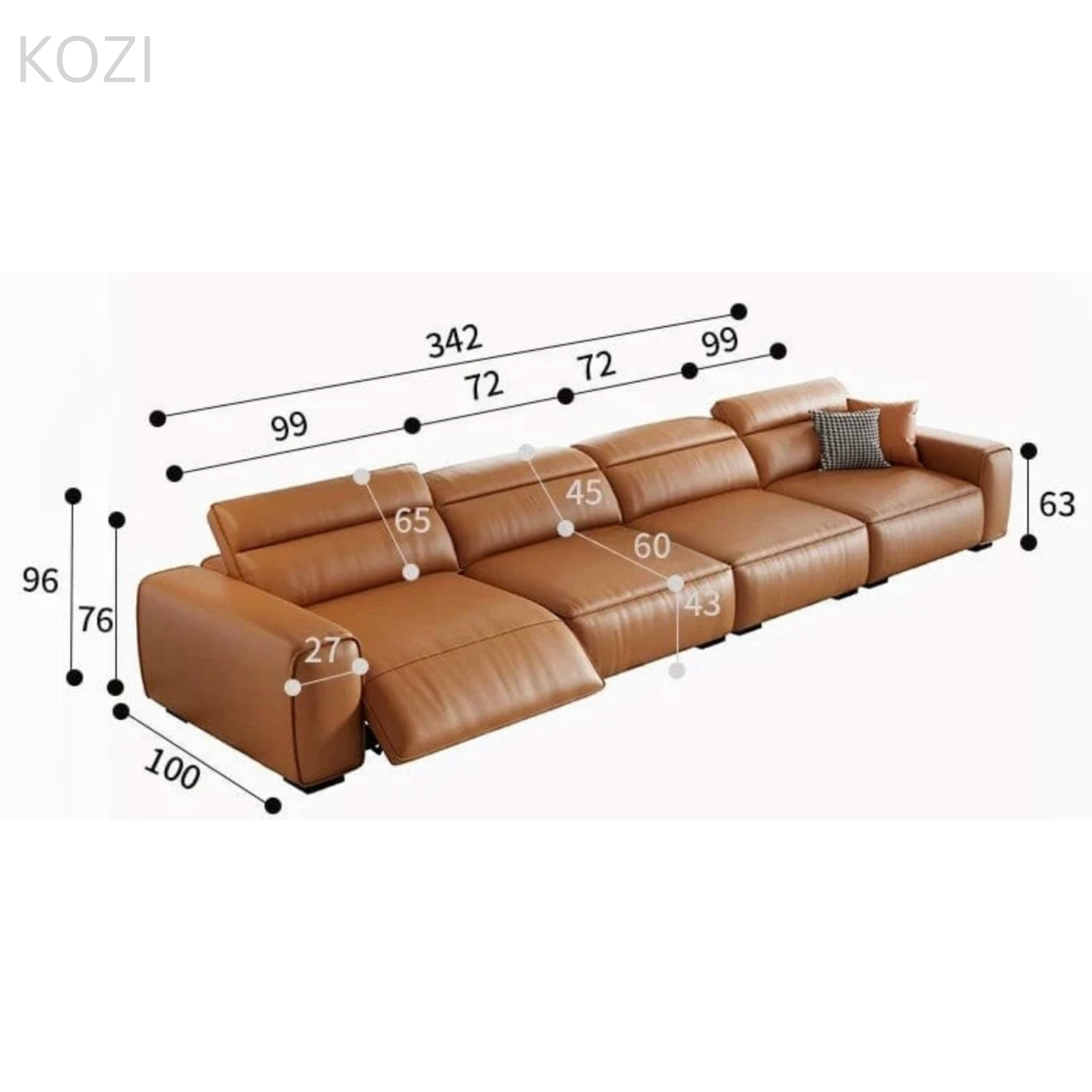 Jackie Electric Recliner Leather L-shaped Sofa