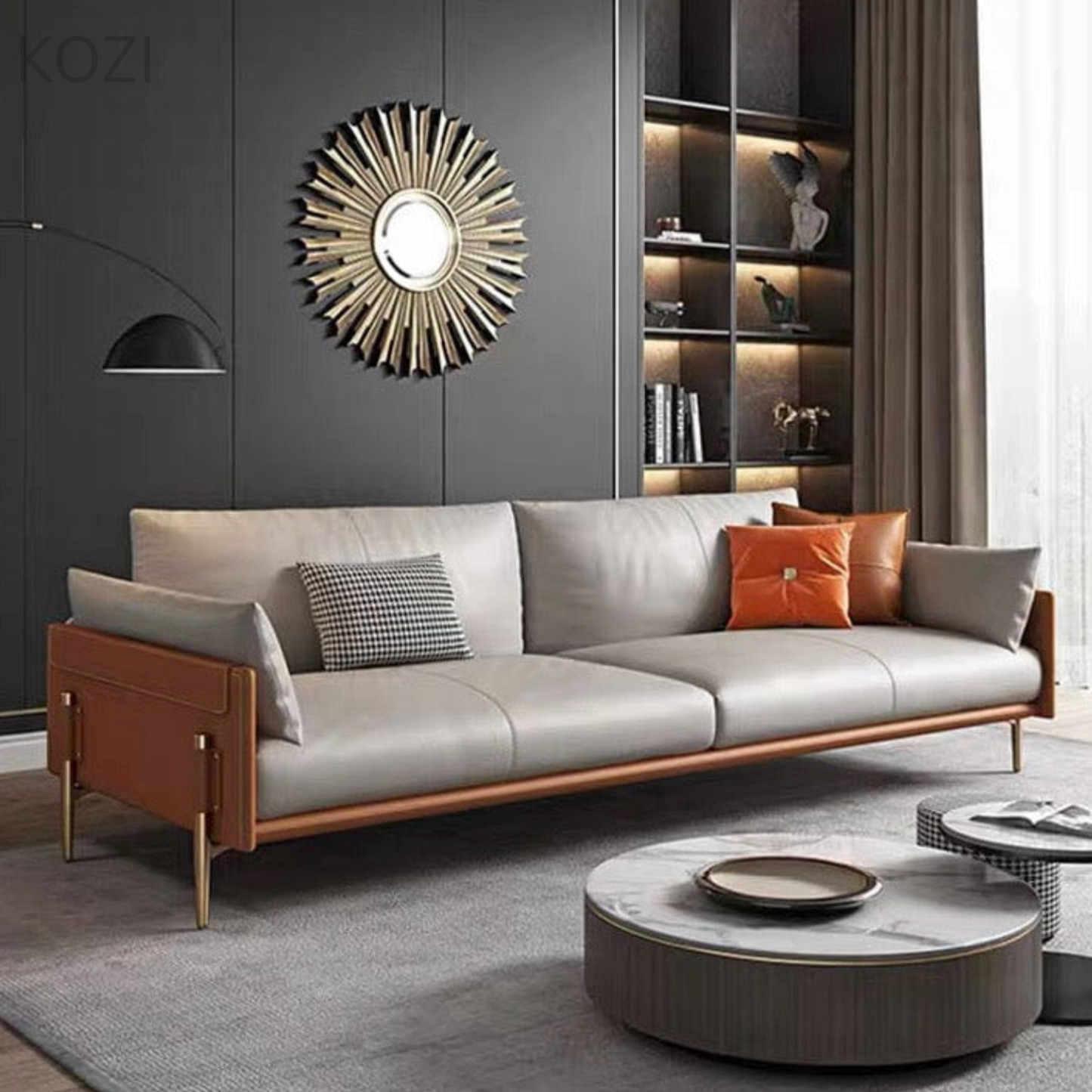 Julian Genuine Cowhide Leather Sofa