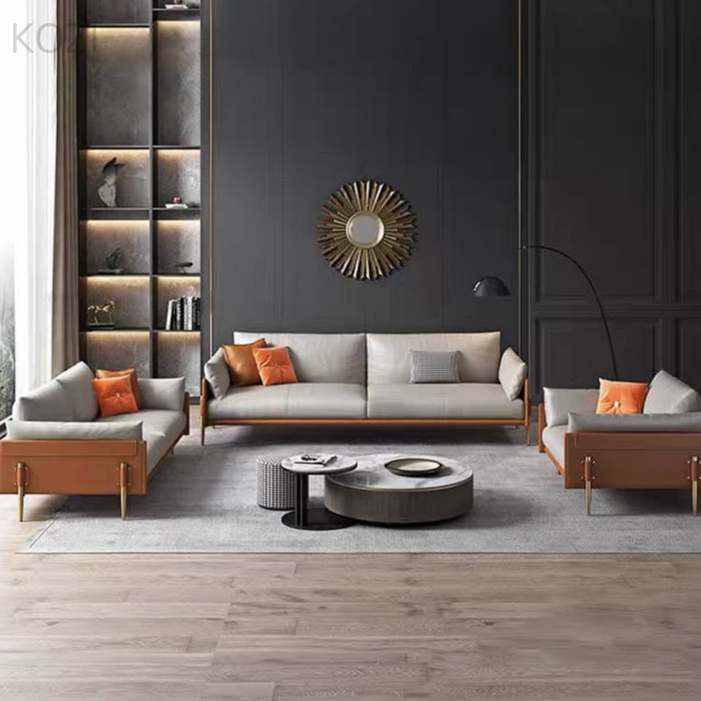 Julian Genuine Cowhide Leather Sofa