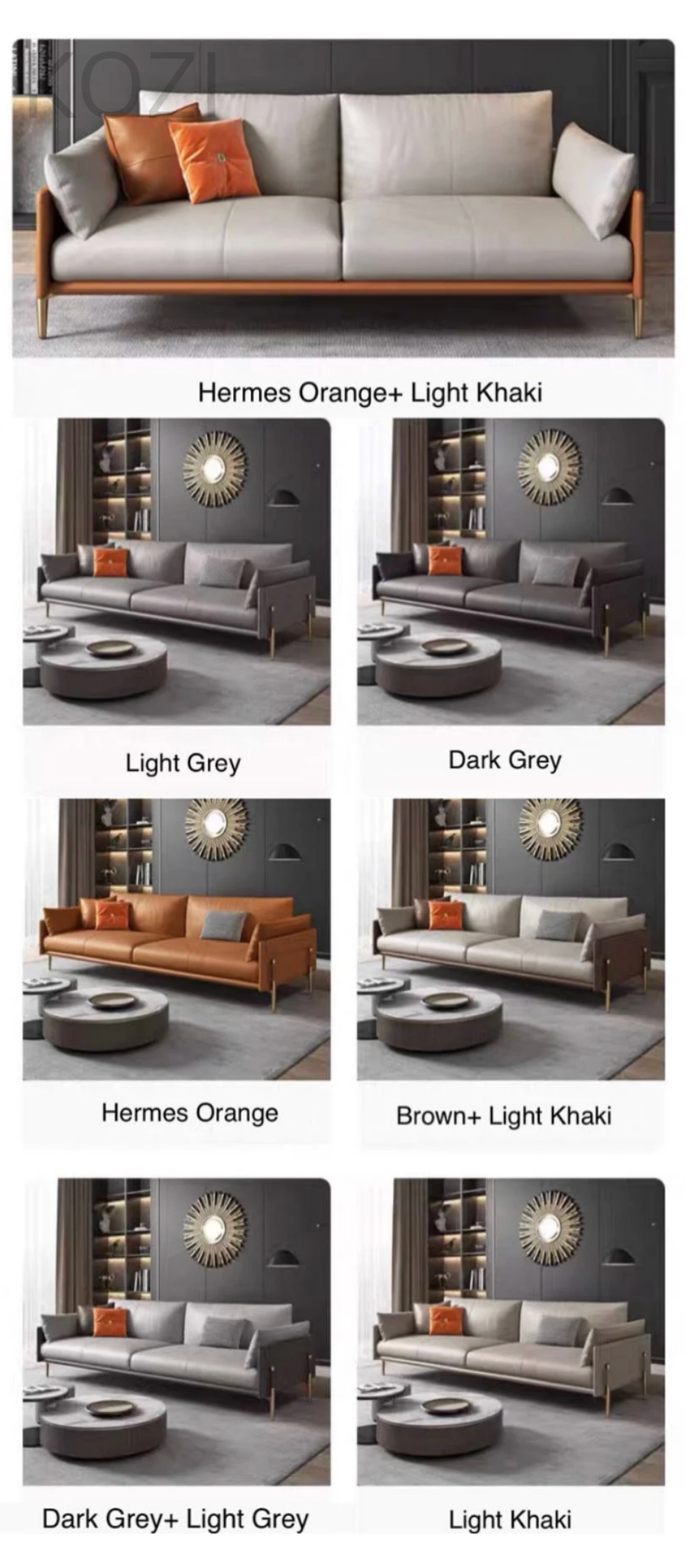 Julian Genuine Cowhide Leather Sofa