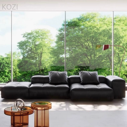 HALDEN L-Shape Scratch Resistant Leather Sofa