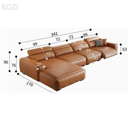 Jackie Electric Recliner Leather L-shaped Sofa