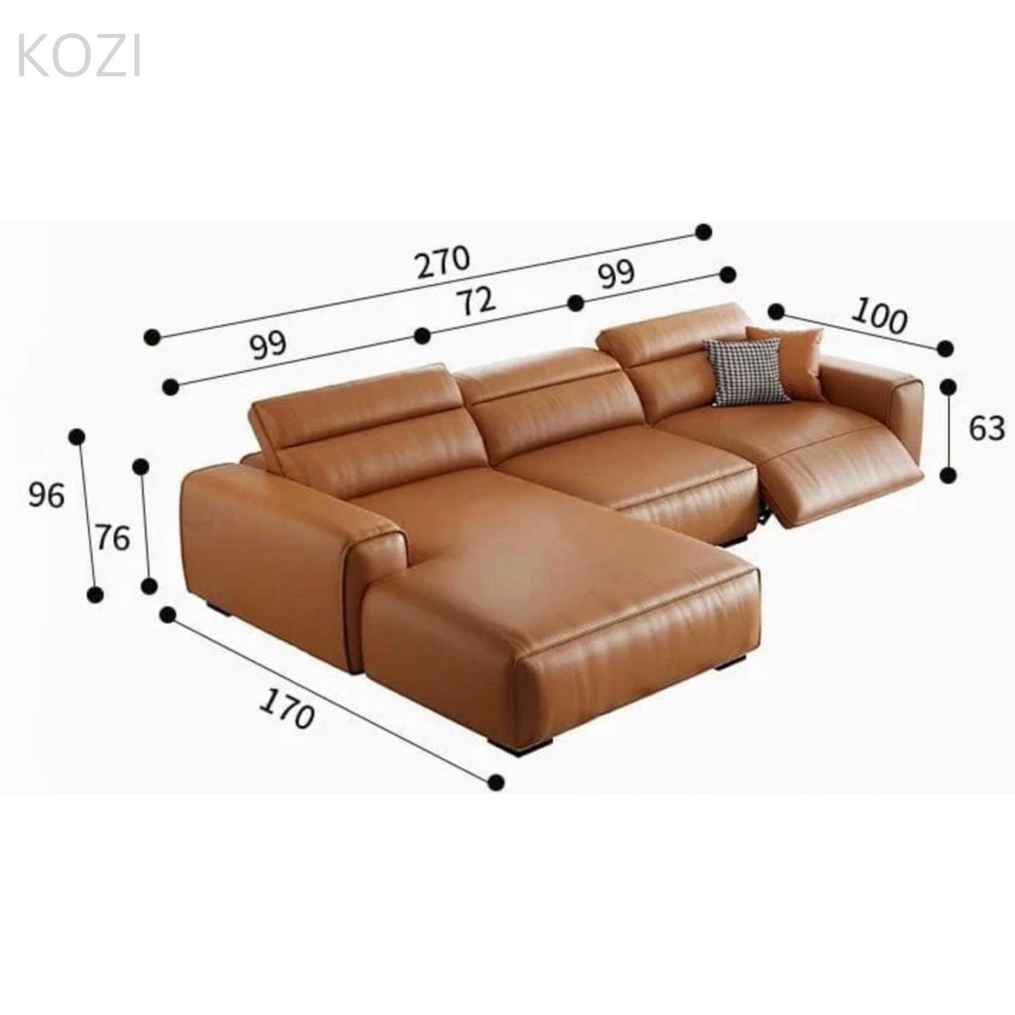Jackie Electric Recliner Leather L-shaped Sofa