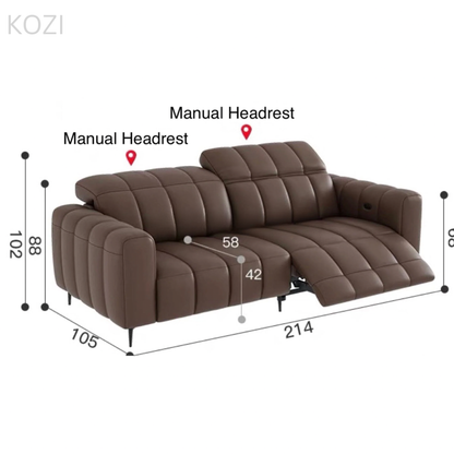 Johan Electric Recliner Leather Sofa