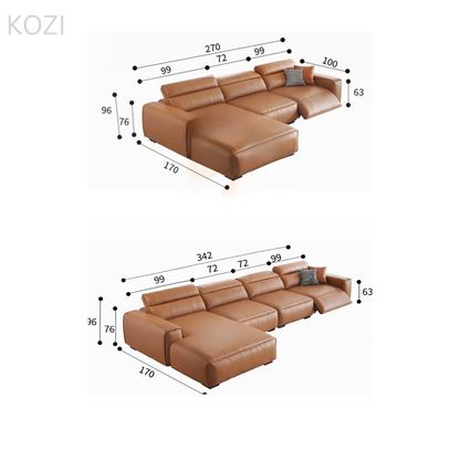 Jackie Electric Recliner Leather L-shaped Sofa