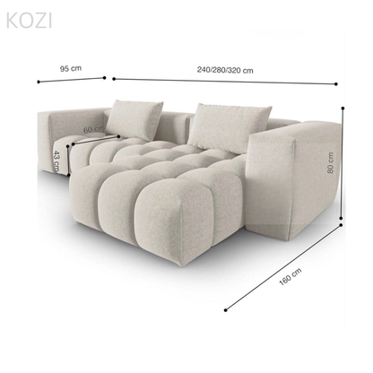 Abigail Sectional Sofa with Tufted Cushioning