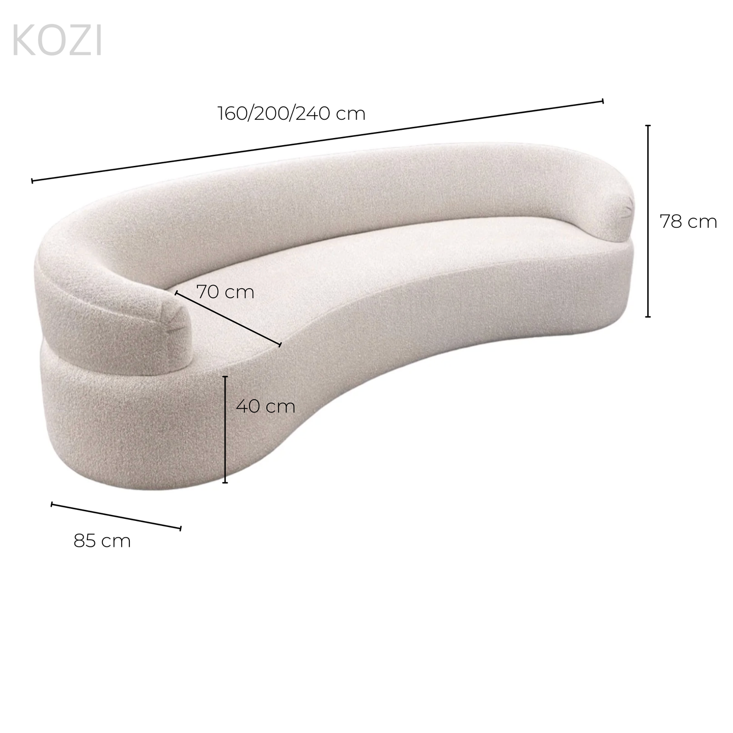 LYRIN Performance Boucle Curve Sofa