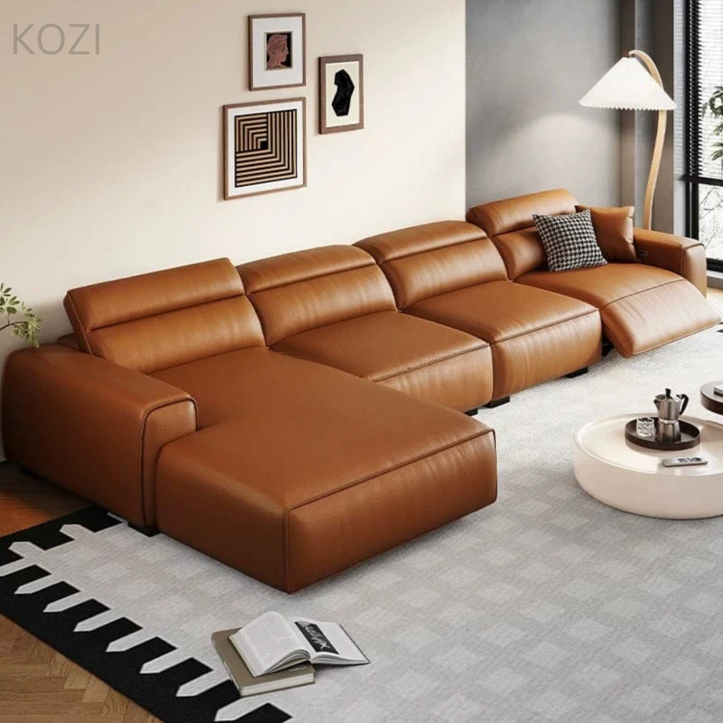 Jackie Electric Recliner Leather L-shaped Sofa